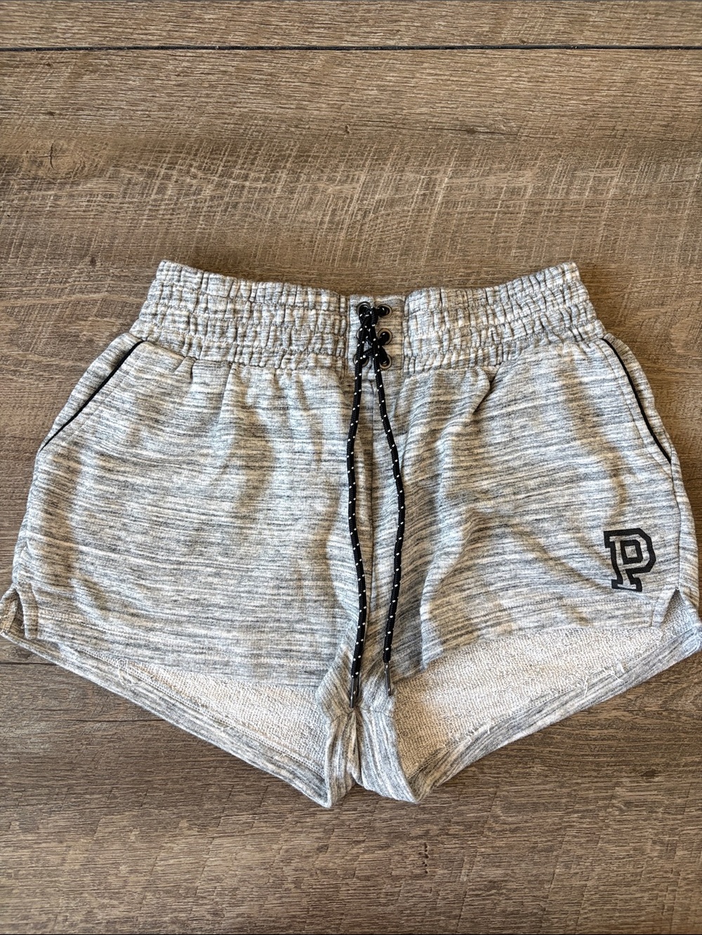 PINK Victoria's Secret Light Gray Athletic Lounge Shorts with Black Drawstring